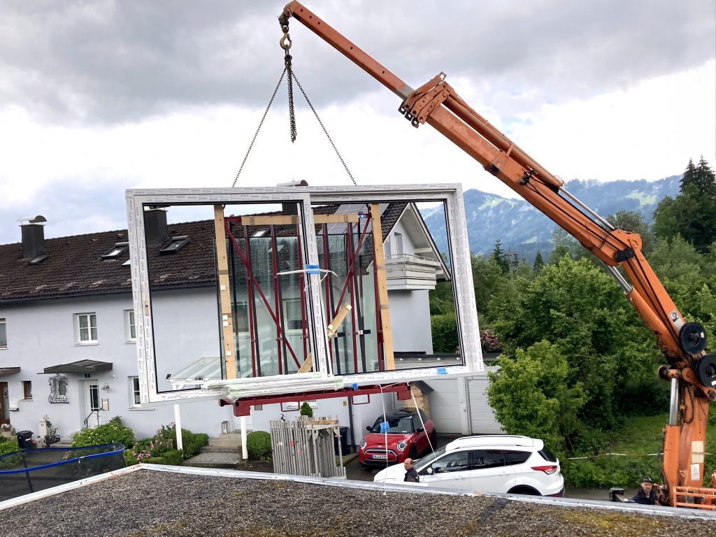 Fenstertausch mit Kran